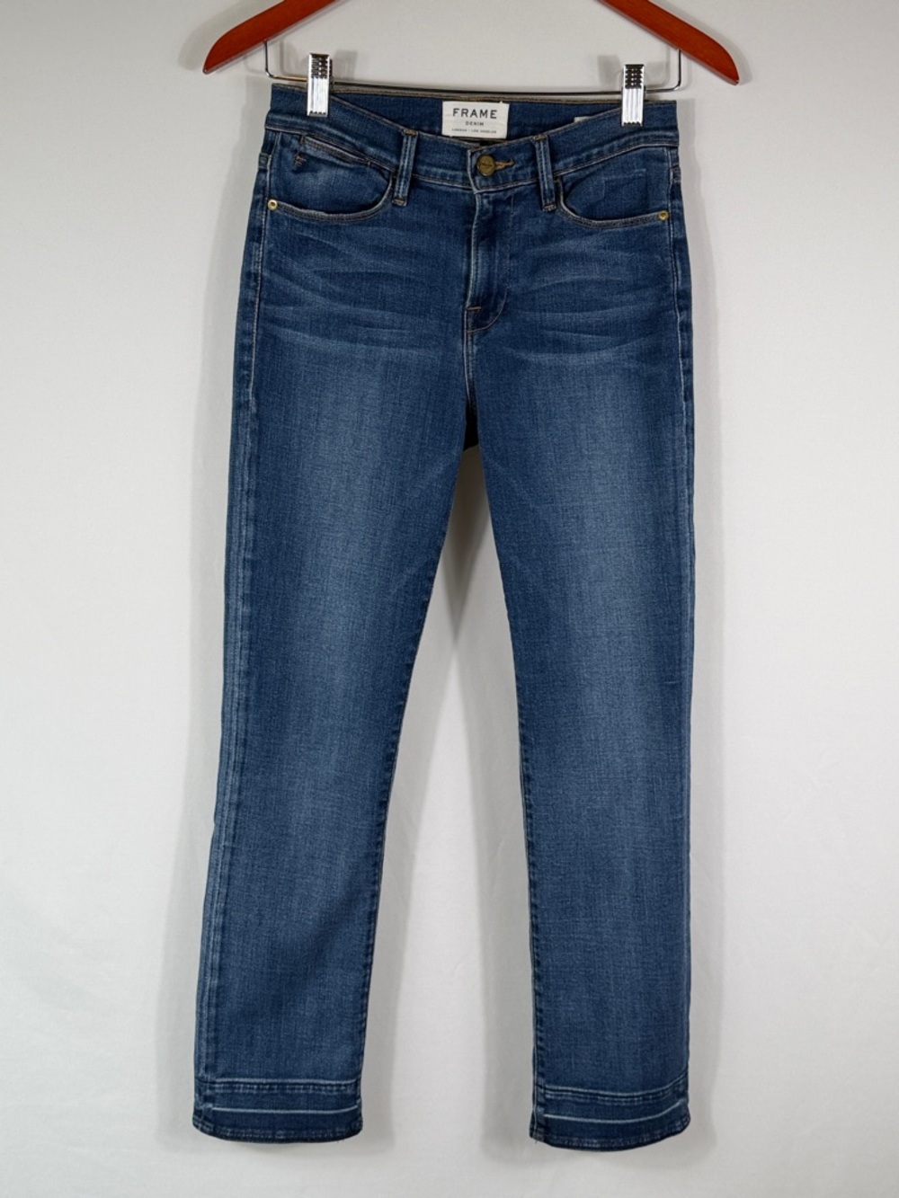 Frame Denim Thrasher Wash Le High Straight Crop Women’s Size 26, Stretch to 29” - Picture 2 of 12